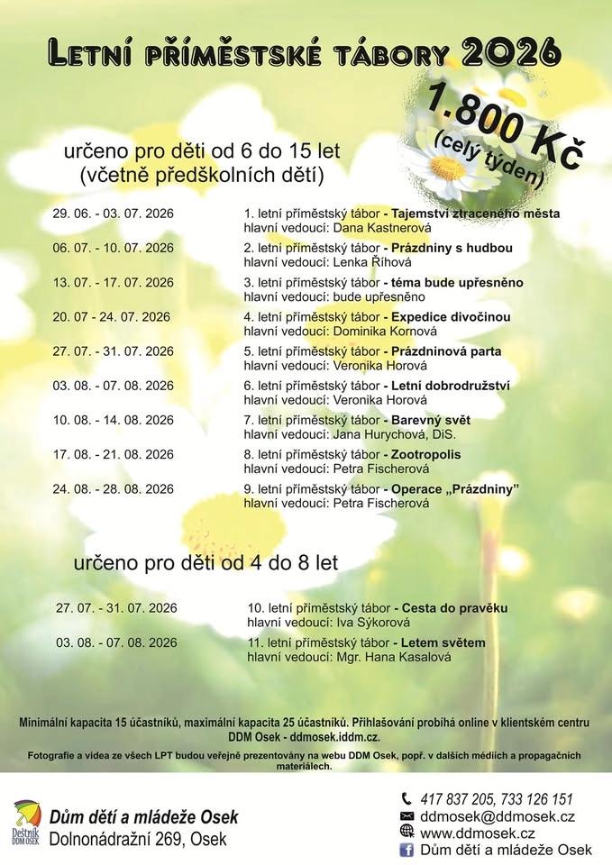 Letní příměstské tábory 2026