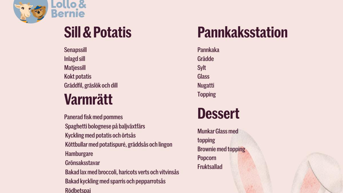 Påskmiddag med Lollo & Bernie-aktiviteter