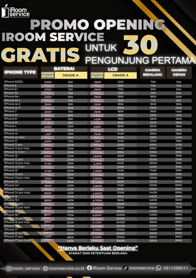 Promo Gratis Perbaikan iPhone Untuk 30 Pengunjung Pertama