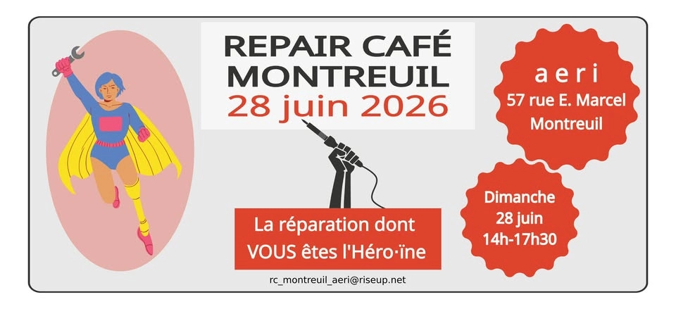 Atelier de réparation participative - Repair Café AERI / Montreuil