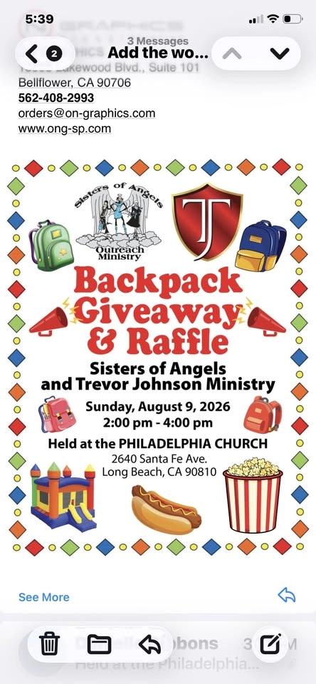 School Backpack and raffle event