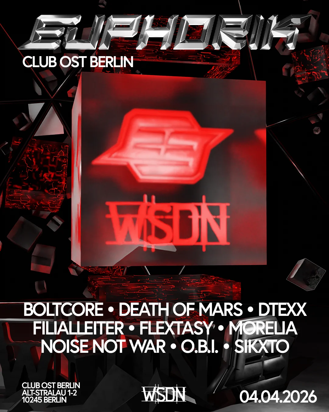 EUPHORIK x WIR SIND DIE NACHT with O.B.I., Noise Not War, Death of Mars & Morelia