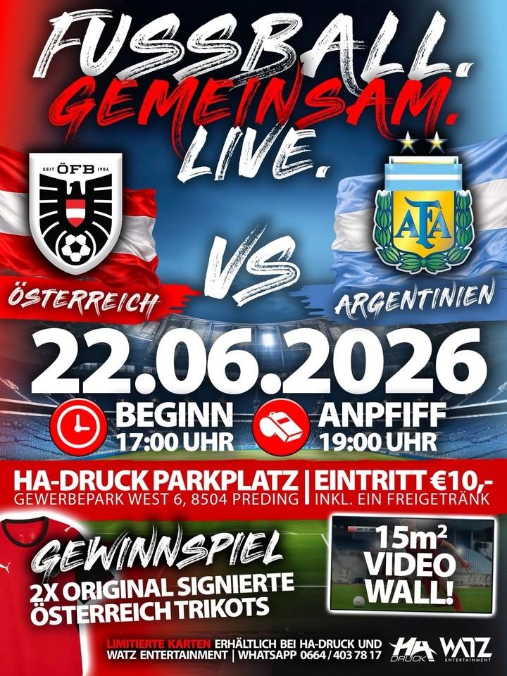 Public Viewing Österreich - Argentinien (XL Videowall)