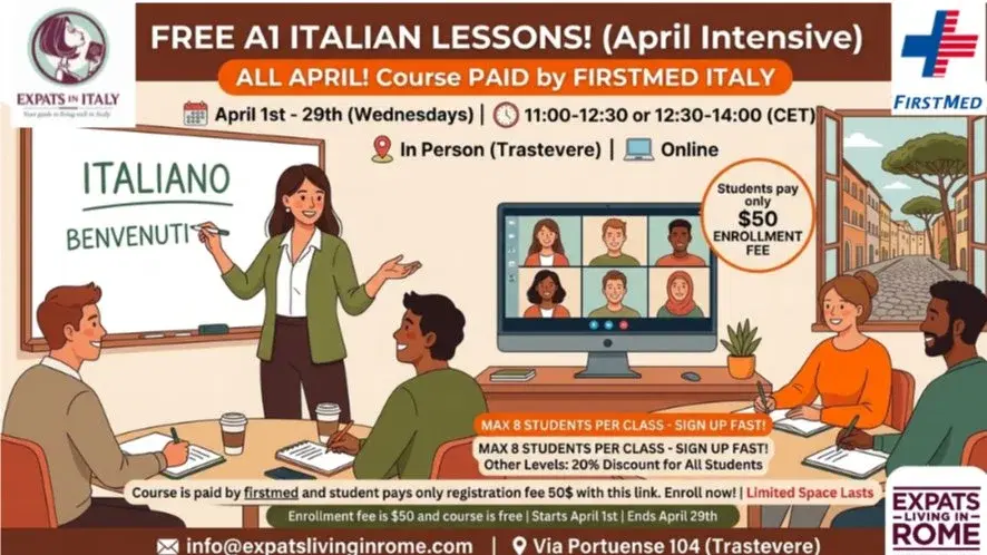 FREE Italian Lessons (A1 Level) - April Espresso #romeexpats
