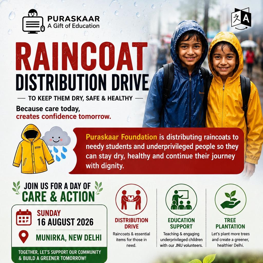 Puraskaar Raincoat distribution drive And tree Plantation