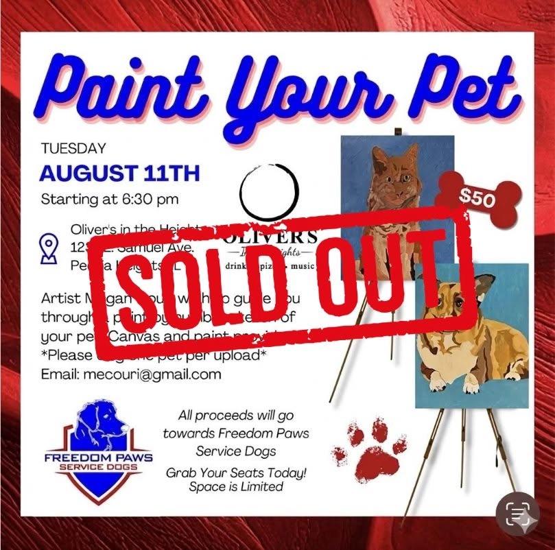 Paint Your Pet at Oliver's In the Heights hosted by Megan Couri Benefit for Freedom Paws Service Dog