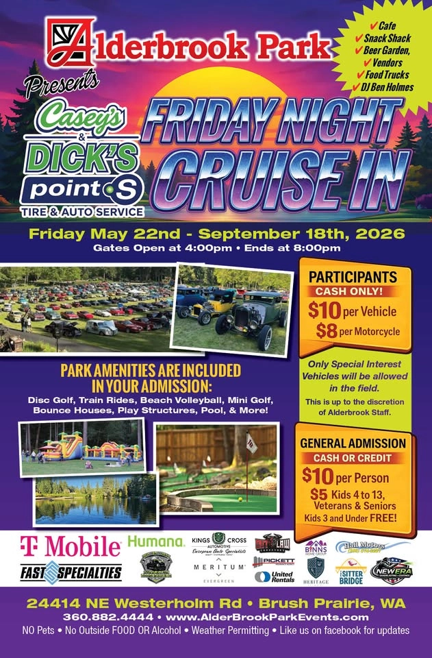 Alderbrook Park Presents Casey's & Dick's Point S Friday Night Cruise In