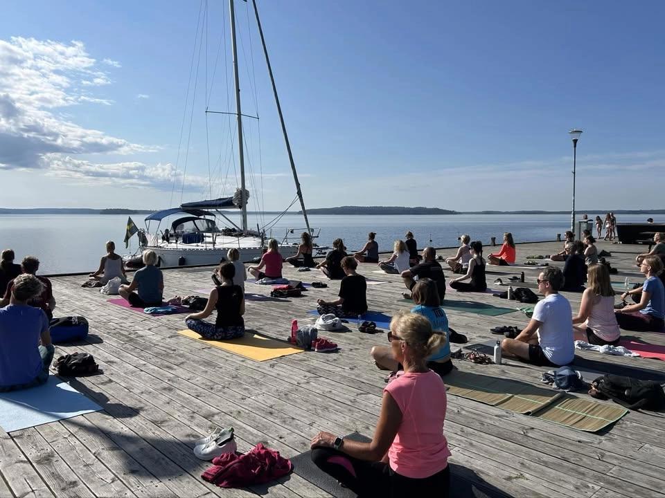 Morgonyoga på Sandviksbryggan i Kolmården
