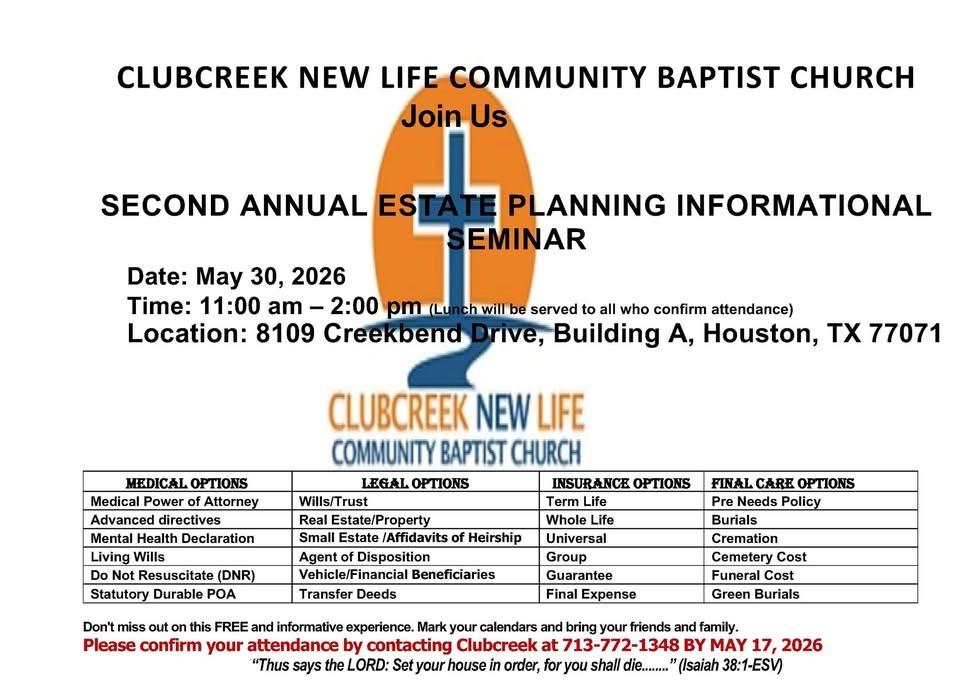 Clubcreek Second Annual Estate Planning Informational Seminar!