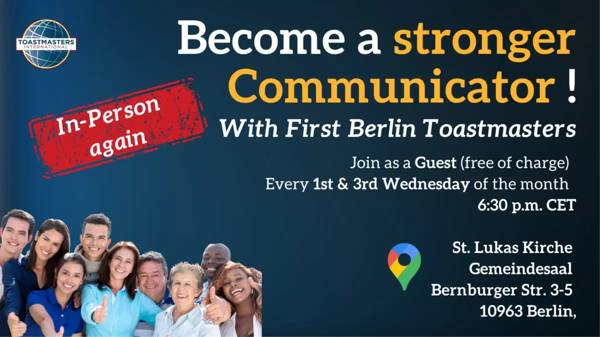 ✨ Speak, Lead, and Connect with First Berlin Toastmasters! ✨ (in-person)