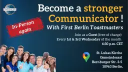 ✨ Speak, Lead, and Connect with First Berlin Toastmasters! ✨ (in-person)