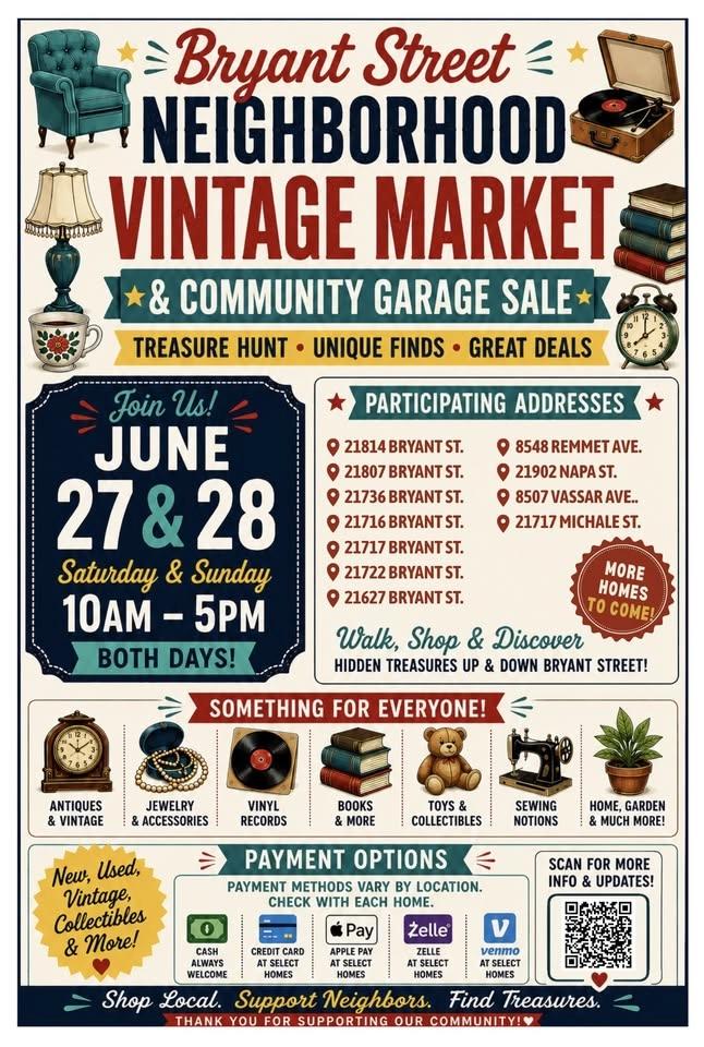 Bryant Street Neighborhood Vintage Market & Community Garage Sale