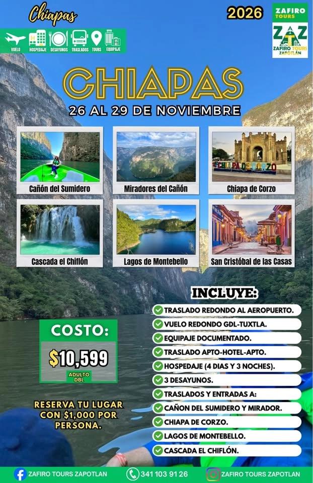 CHIAPAS 2026๐โจโผ๏ธ 26 al 29 de noviembre 2026