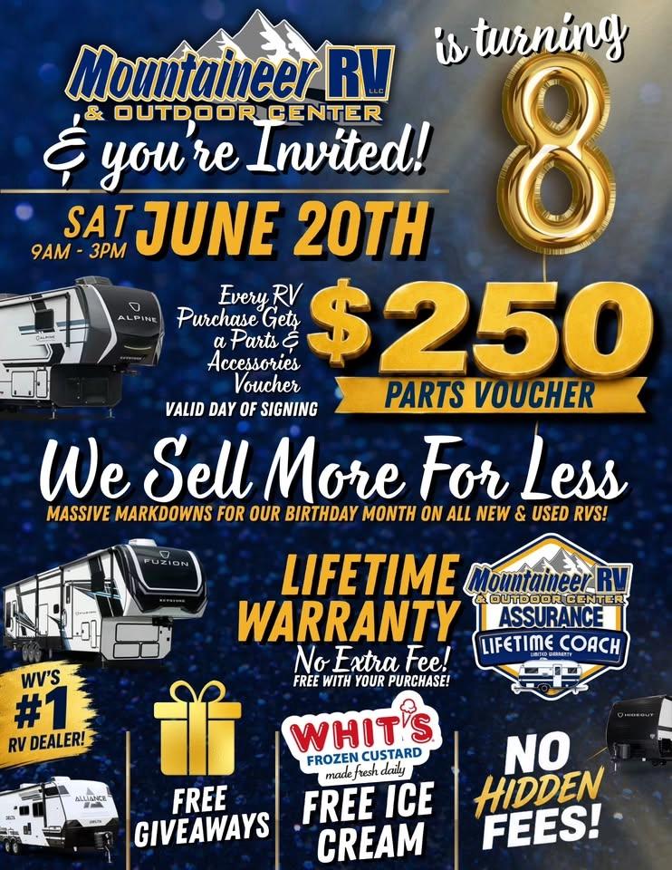 π Mountaineer RV Turns 8! Birthday Celebration & RV Sale π