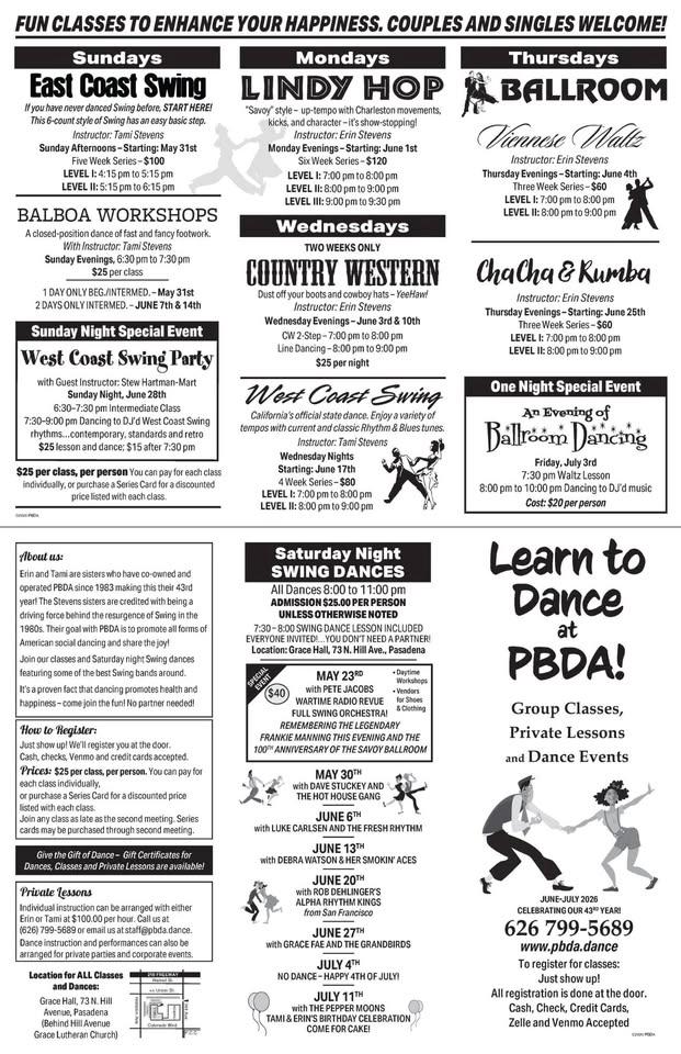 NEW SERIES OF CLASSES STARTS THIS SUNDAY, MAY 31st, at PBDA! (Just 'show up' to register in!)