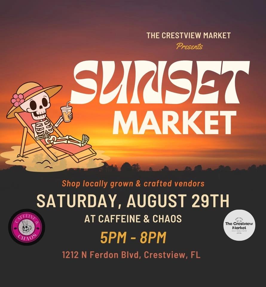 ✨ SUNSET MARKET AT CAFFEINE & CHAOS - August✨