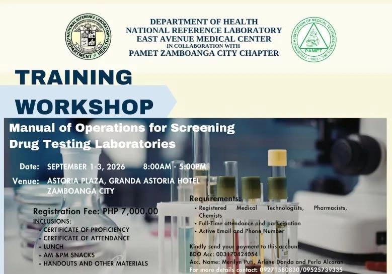 Training Workshop: Manual of Operations for Screening Drug Testing Laboratories