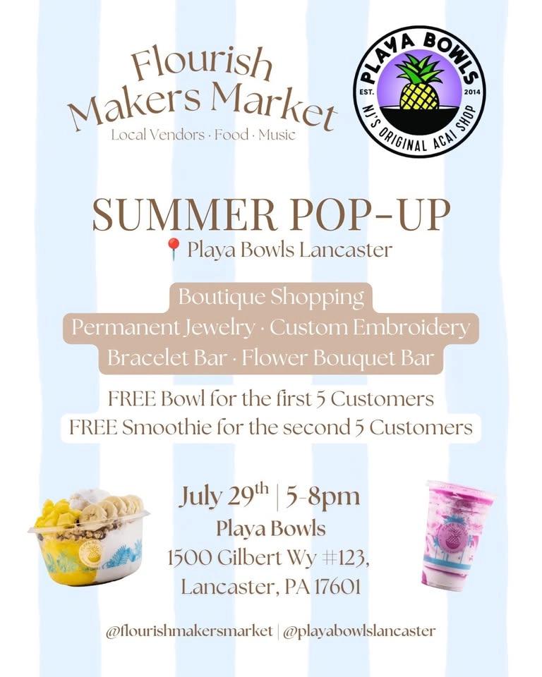 Flourish Summer Pop-Up at Playa Bowls Lancaster
