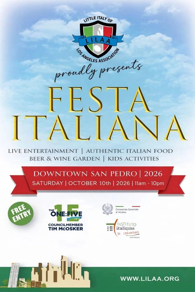 Festa Italiana 2026- FREE ENTRY & FAMILY-FRIENDLY! Little Italy of Los Angeles San Pedro