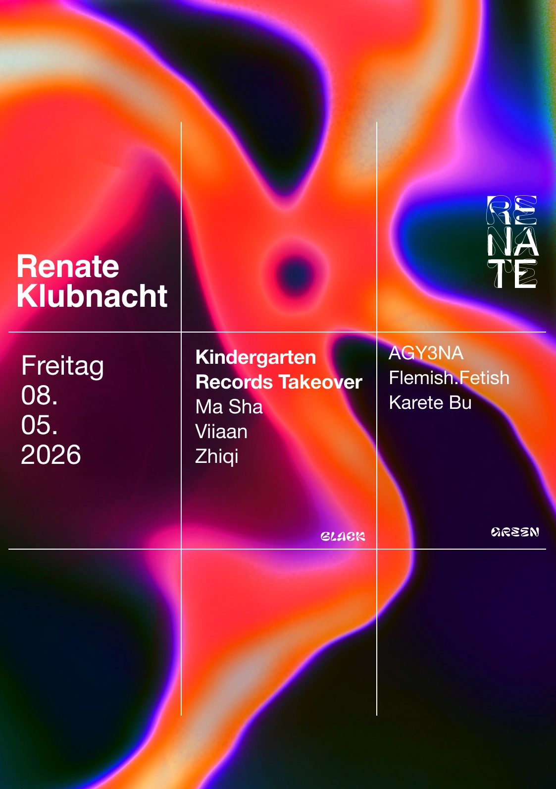 Renate Klubnacht & Free Open Air with Kindergarten Records, AGY3NA, Ma Sha, karete bu