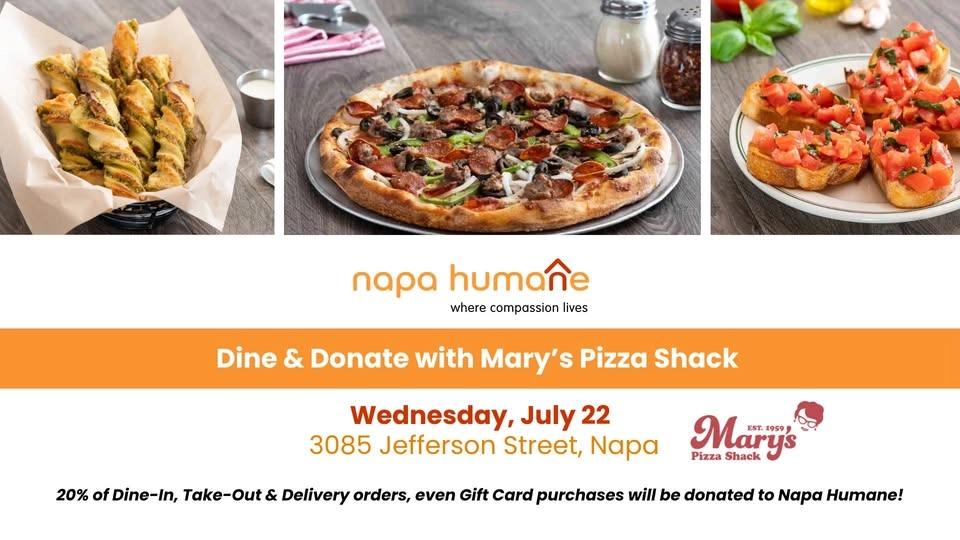 Dine & Donate at Mary's Pizza Shack benefiting Napa Humane