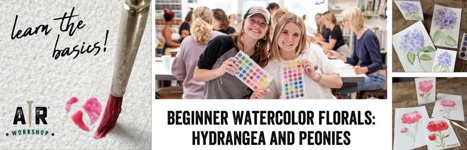 Beginner Watercolor Wreaths: Hydrangeas & Peonies | AR Workshop