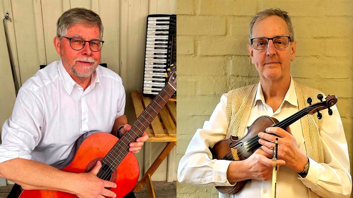 Trubaduren Thomas Carlsén och Riksspelman Leif Johansson spelar Dan Andersson