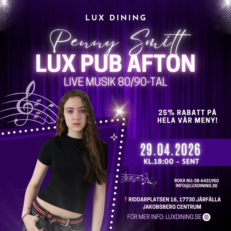 LUX PUB AFTON – Med Penny Smitt “80/90-tal” 🍸🎶🎸