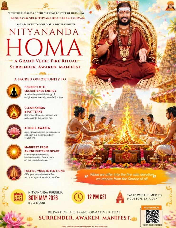 🕉️ 🔥 NITYANANDA HOMA - Saturday, May 30 🔥