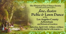 Jane Austen Picnic & Lawn Dance! Saturday, April 11th! TICKETS NOW ON SALE!