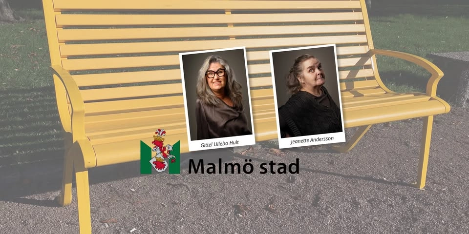 Kom och prata en stund med oss på en av Malmö stads gula vänskapsbänkarna