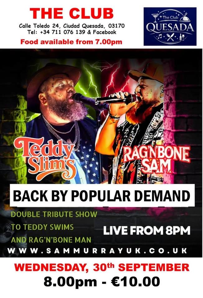 TEDDY SWIMS & RAG'N'BONE MAN TRIBUTE - €10.00