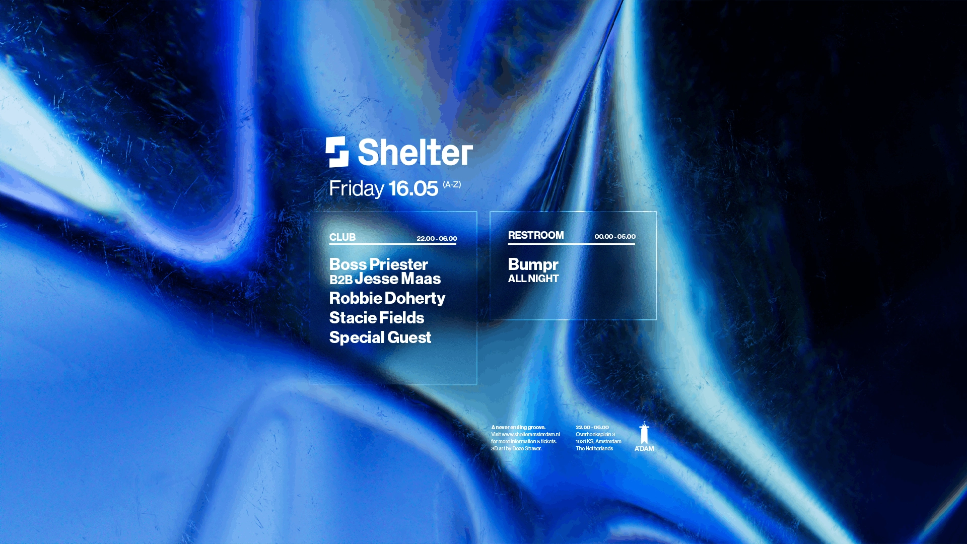 Robbie Doherty, Boss Priester B2B Jesse Maas, Special guest, Stacie Fields