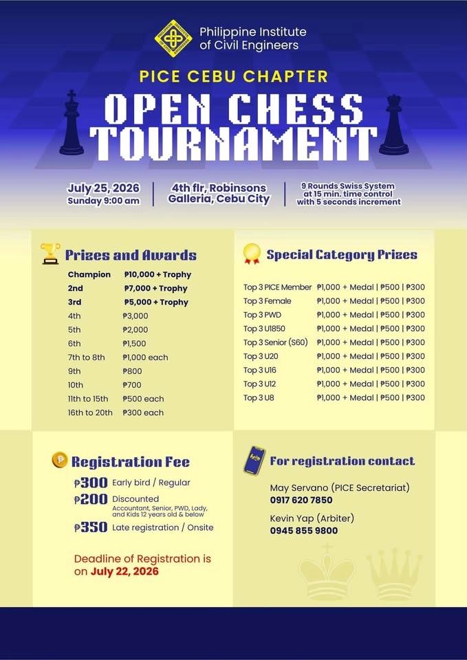 PICE Cebu Chapter Open Chess Tournament 2026