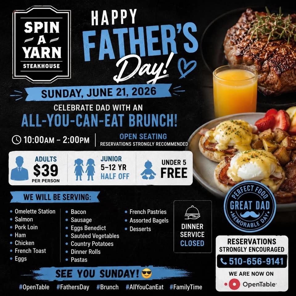 FATHER’S DAY BRUNCH ~ All You Can Eat Homestyle Spread