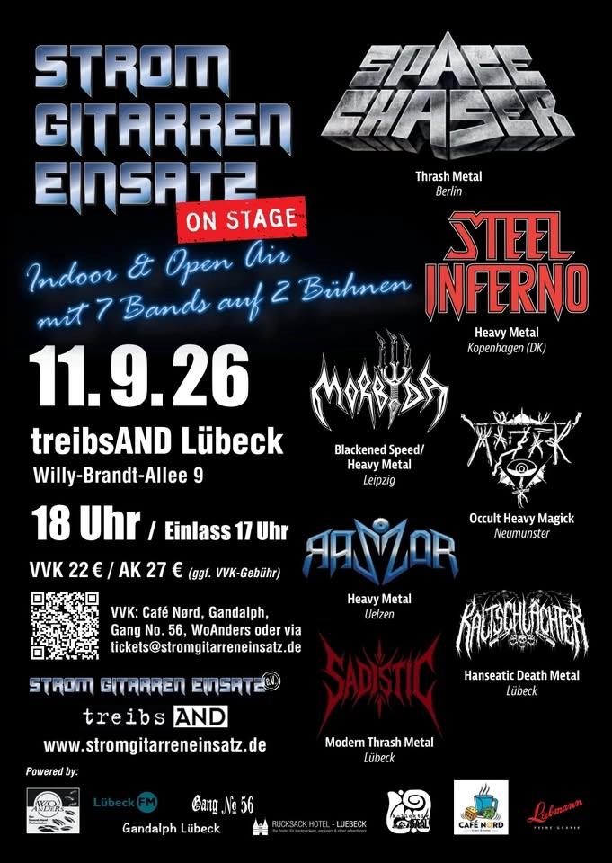 StromGitarrenEinsatz ON STAGE Vol. IX mit Space Chaser, Steel Inferno, Morbyda, Majak, Razzor u.a.