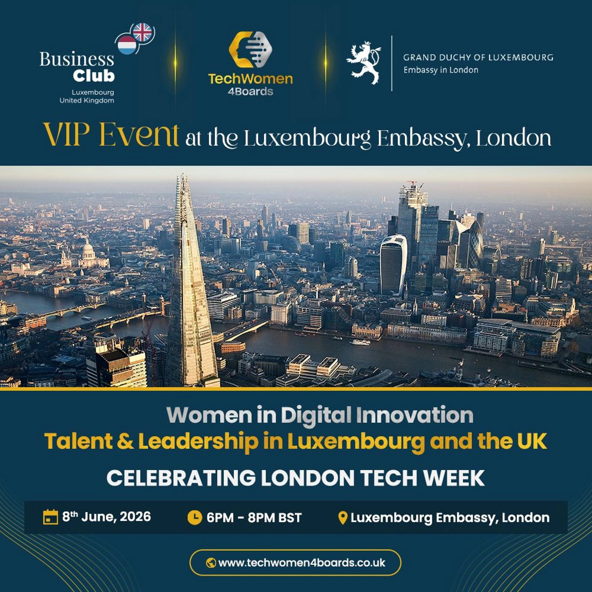 TechWomen4Boards VIP Event - Luxembourg Embassy, London, Celebrating London Tech Week