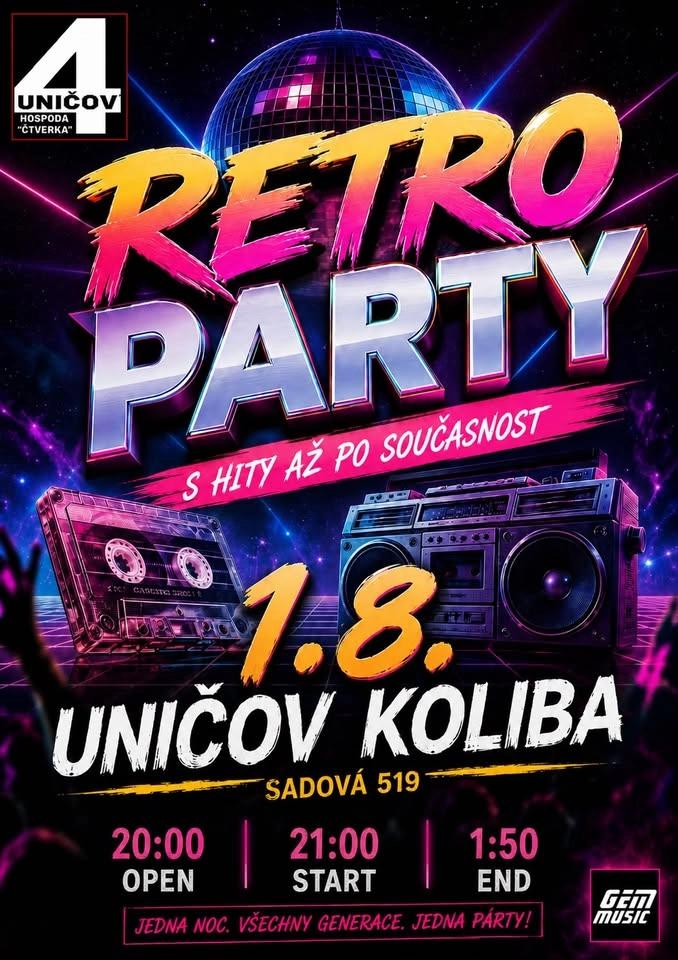 RETRO PÁRTY -UNIČOV- na KOLIBĚ