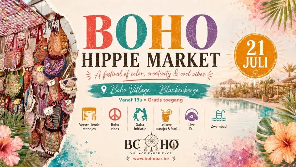 BOHO HIPPIE MARKET - Verschillende kraampjes, Salsa Initiatie, Food, Zwembad & meer !