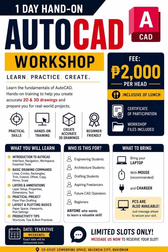 🚀 1 DAY HANDS-ON AUTOCAD WORKSHOP