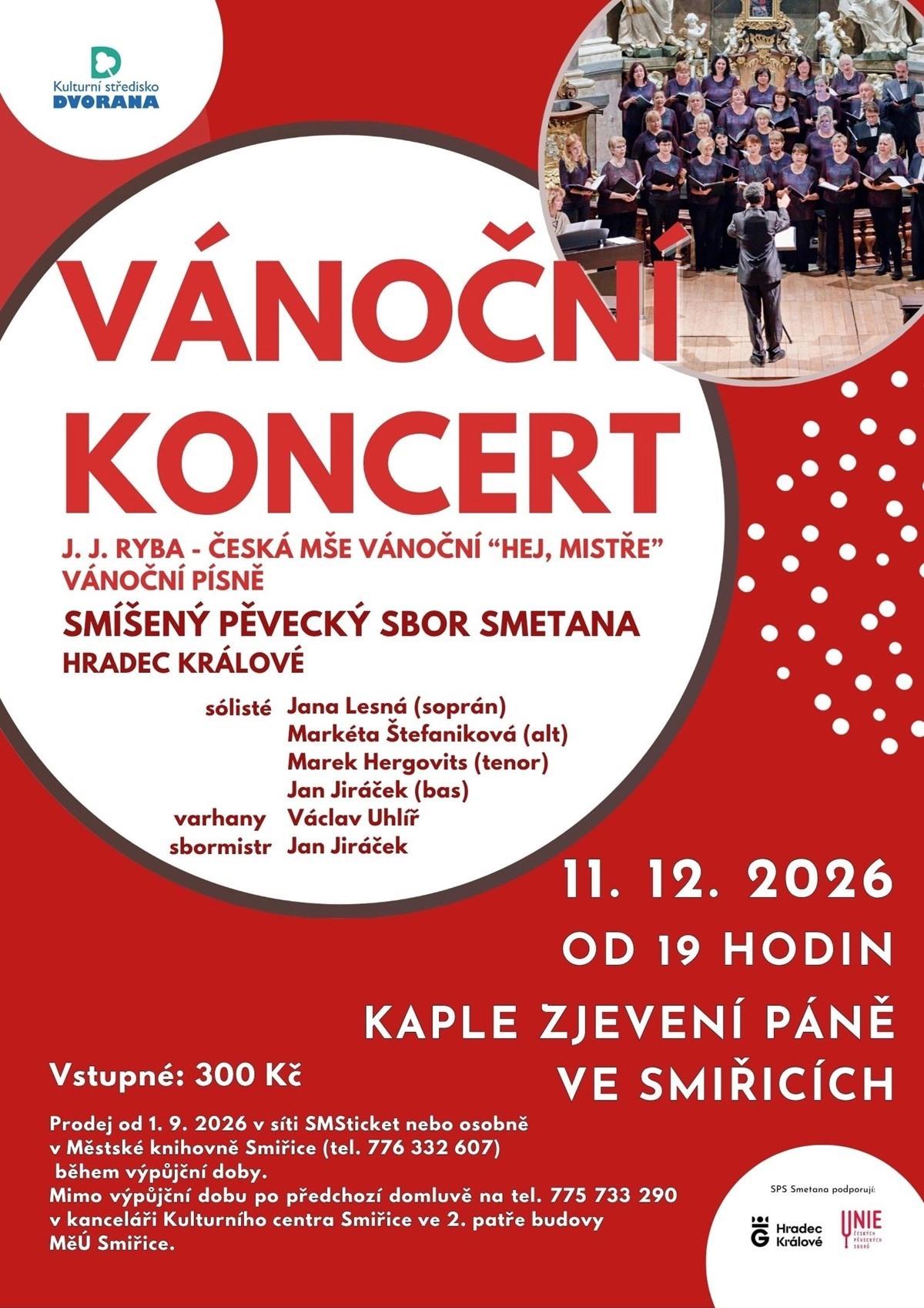 Vánoční koncert pěveckého sboru Smetana Hradec Králové