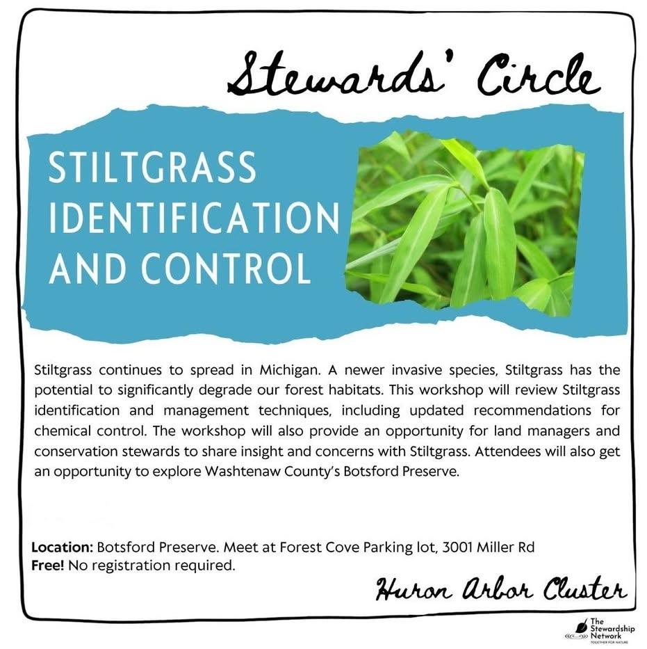 **Rescheduled** Stewards’ Circle: Stiltgrass identification and control