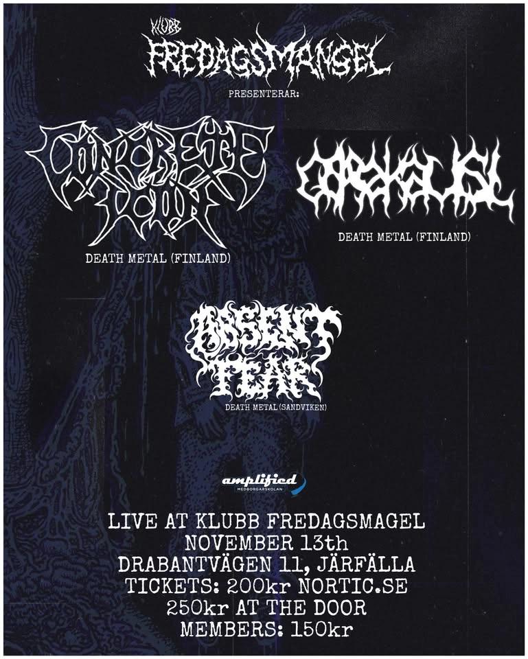 Gorekaust + Concrete Icon + Absent Fear Live @Klubb Fredagsmangel