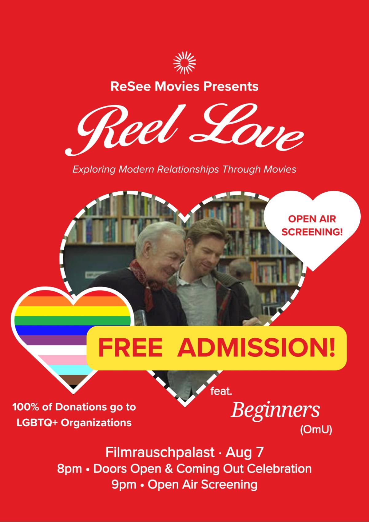 Reel Love ft. Beginners (OmU) - Celebrating Coming Out Stories - Open Air Cinema & Fundraiser 🏳️🌈❤️🩹 FREE ADMISSION