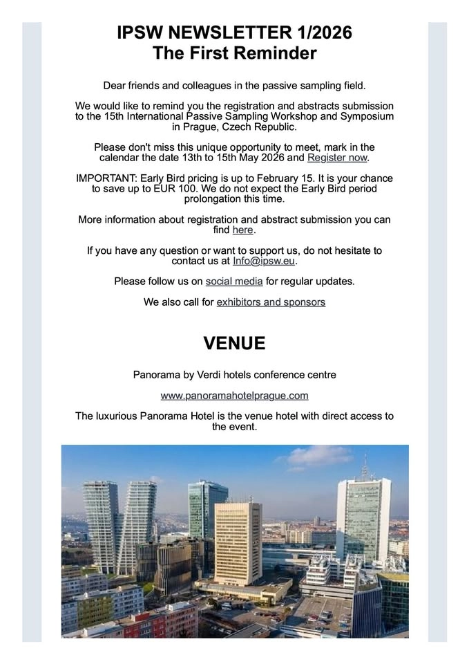 15th International Passive Sampling Workshop and Symposium