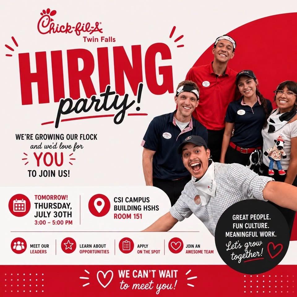 🎉 Chick-fil-A Twin Falls Hiring Event at CSI!