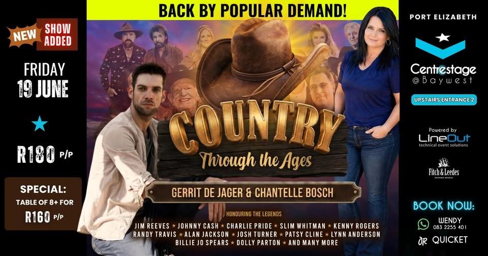 Country Through the Ages is Back by Popular Demand! Ft. Gerrit de Jager and Chantelle Bosch. 04 Sept