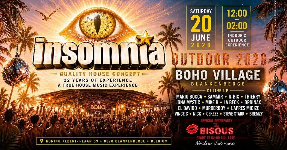 INSOMNIA OUTDOOR 2026 I BOHO VILLAGE BLANKENBERGE I SATURDAY 20 JUNE 2026