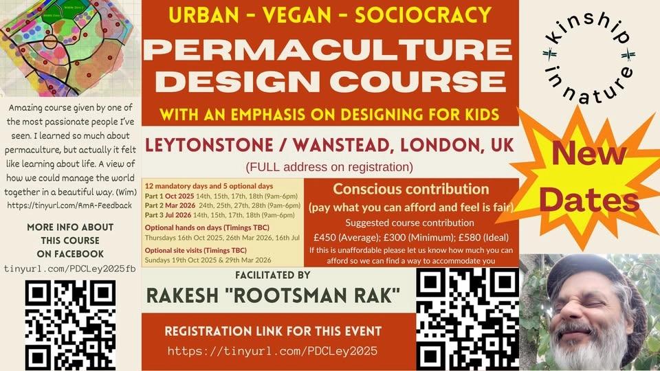 12 to 17 day Urban - Vegan - Permaculture Design Course with an emphasis on Designing for Kids