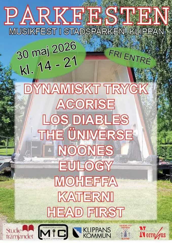 Parkfesten 2026, Musikfest i Stadsparken i Klippan